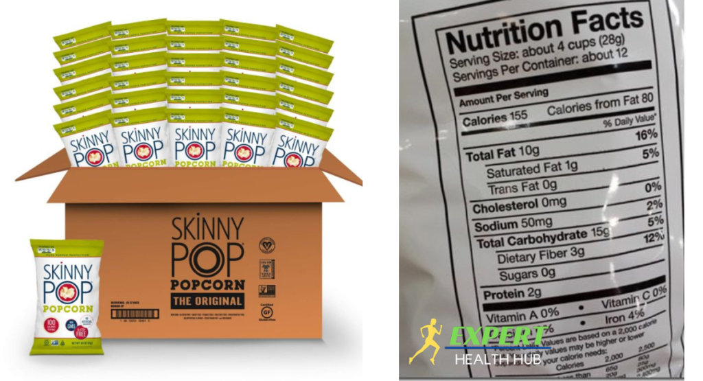 Skinny Pop Nutrition Label.