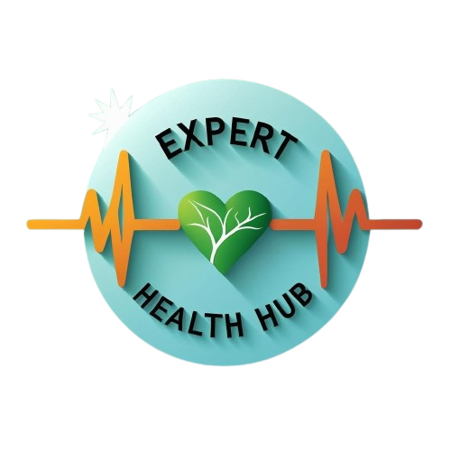 Logo for Expert Health Hub with Heartbeat and Leaf Icon removebg preview